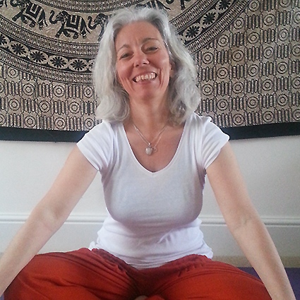 Ildiko Bakos, Hatha Yoga Teacher. Herefordshire UK. Teaching in Kailasam, Kovalam, India Jan 2017